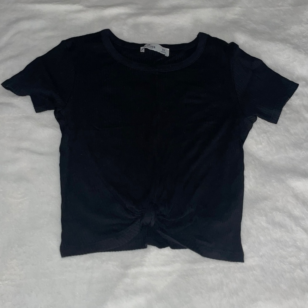 Black Ribbed Knot Crop Top